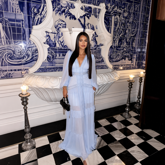 Gemma Deep V-Neck Ruffle Maxi Dress