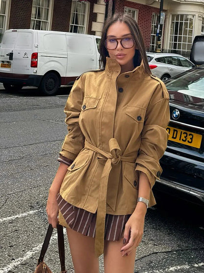 Kate High Collar Belted Jacket Skort Set