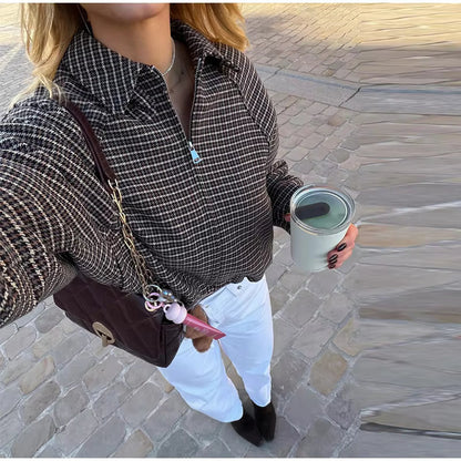 Hannah Houndstooth Zip Jacket