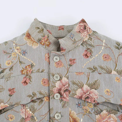 Lily Vintage Jacquard Cropped Jacket