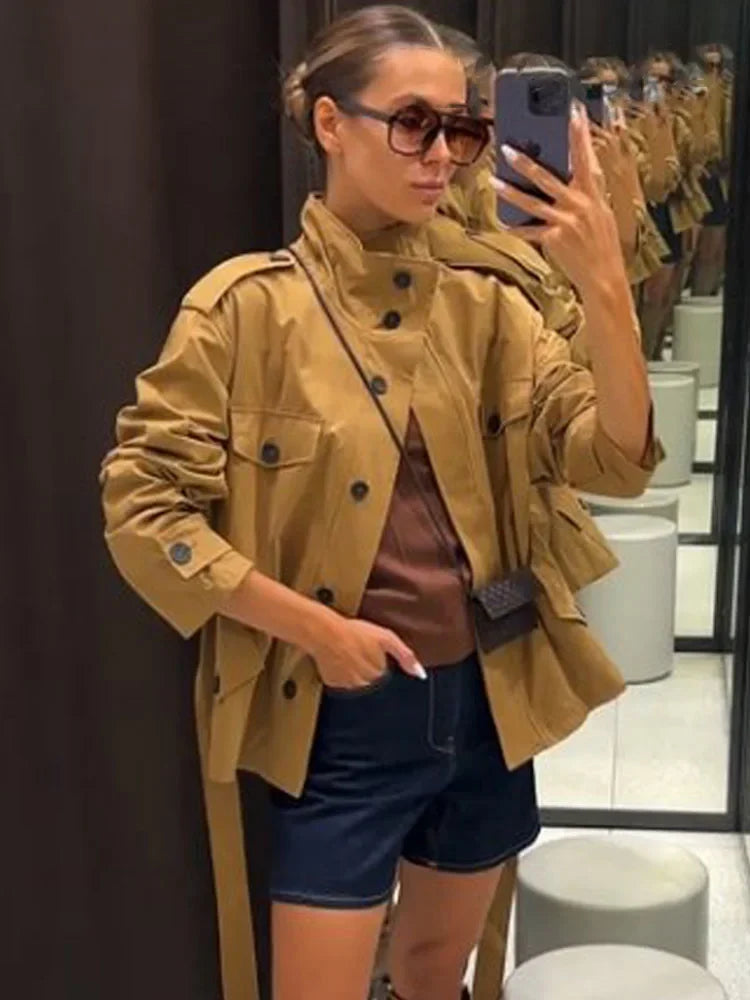 Kate High Collar Belted Jacket Skort Set