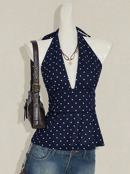 Sophia Polka Dot Halter Camisole
