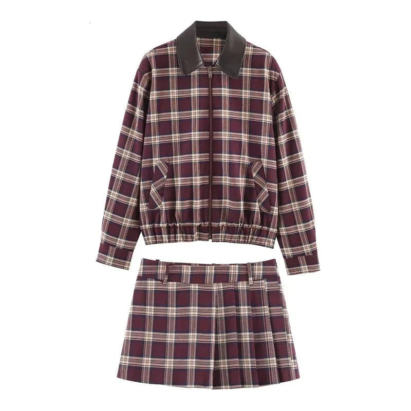 Julia Check Bomber & Skort Set