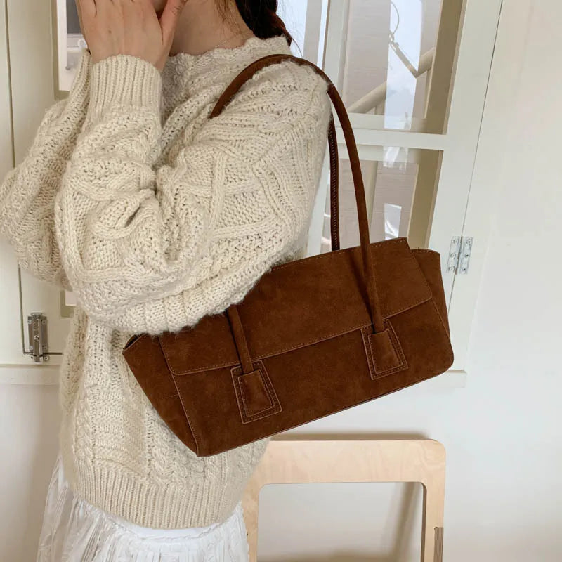 Alicia Vintage Faux Suede Shoulder Bag