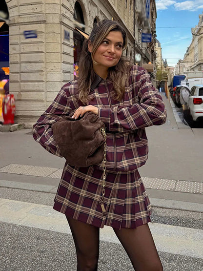 Julia Check Bomber & Skort Set