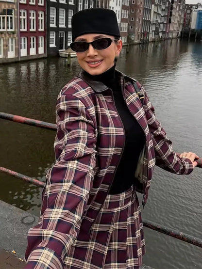 Julia Check Bomber & Skort Set