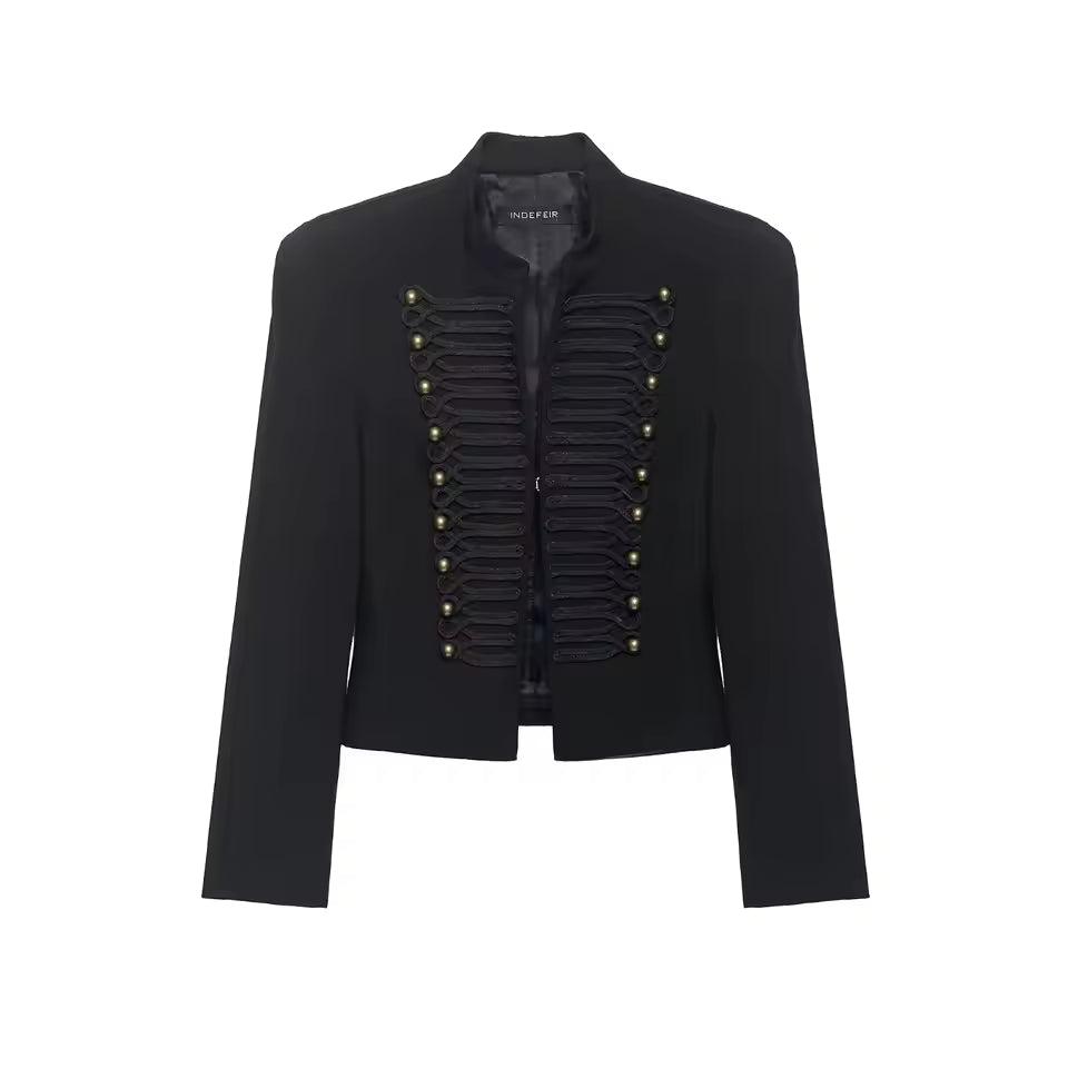 Ava Military Leather Bomber Jacket