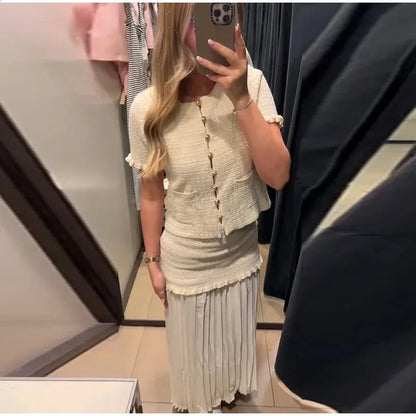 SOKYND Luella Knitted Tank Pleated Skirt Set Matching SetsSOKYND-910231-BEI-M-82199Beige SetM