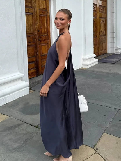 Elisabeta Satin Halter Maxi Dress