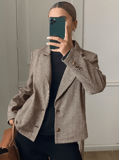 Mary Houndstooth Plaid Blazer