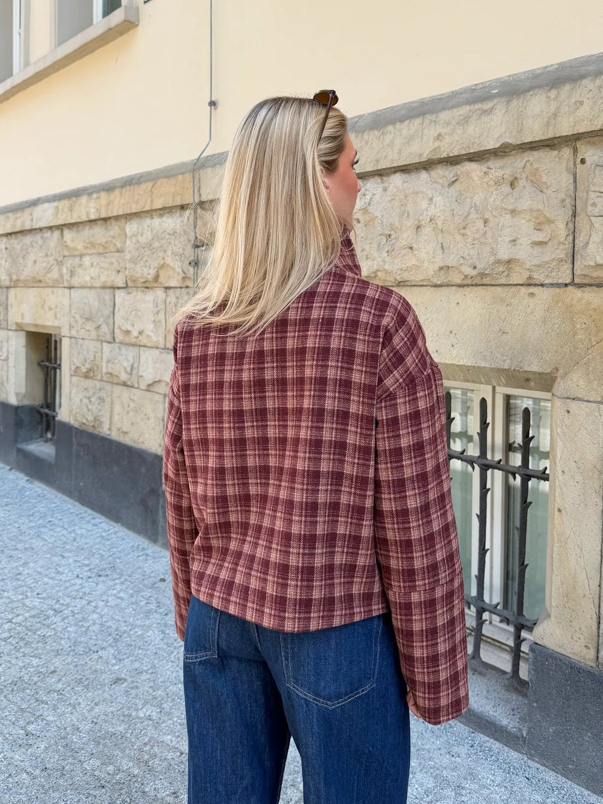 Jane Plaid Stand Collar Coat