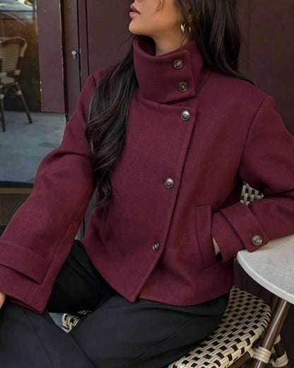 Alice Rose Buckle Stand Collar Coat