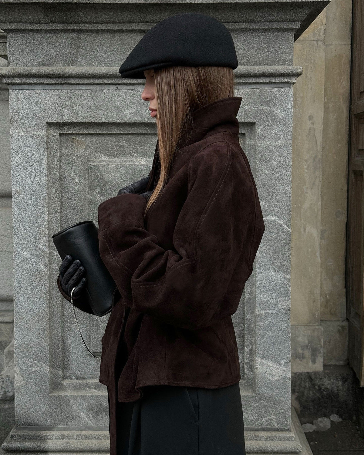 Rebecca Belted Suede Trench Coat