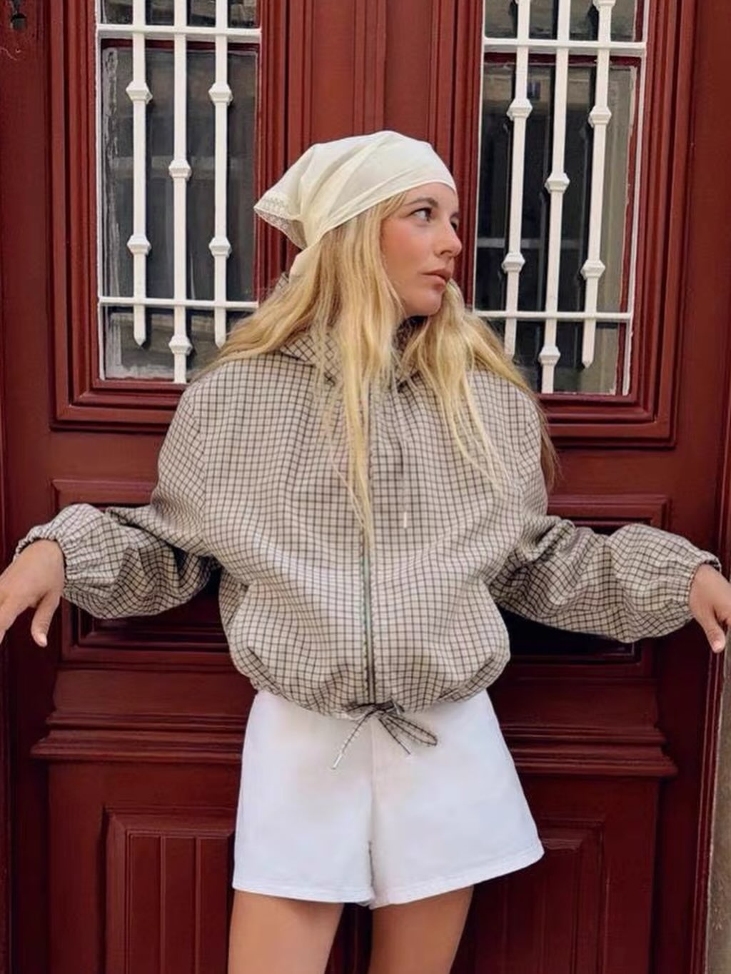 Mila Plaid Hooded Cropped Jacket