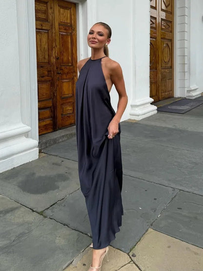 Elisabeta Satin Halter Maxi Dress