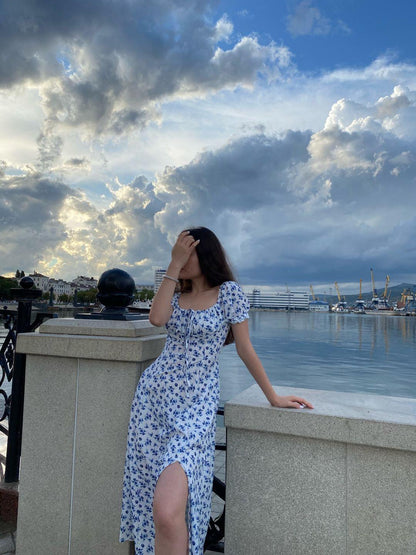 Helena Puff Sleeve Floral Midi Dress