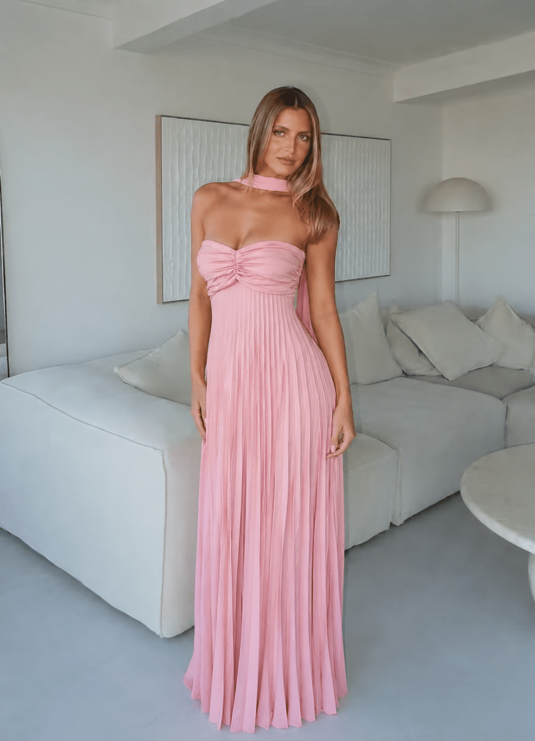 Kimberly Mesh Maxi Dress with Scarf