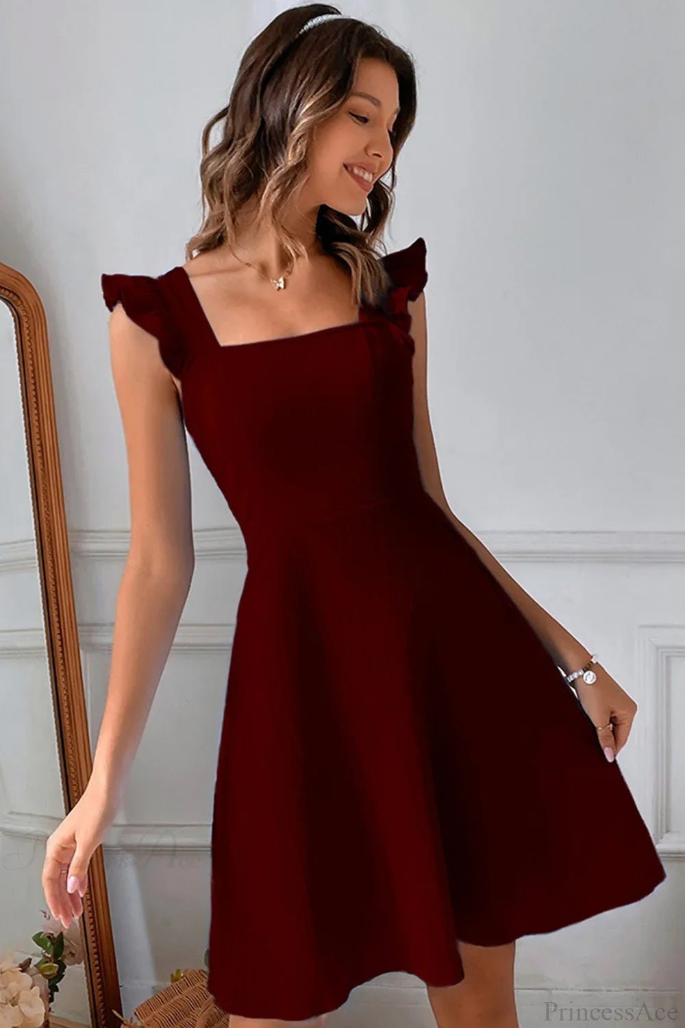 Carmen Ruffle Tie-Back Mini Dress