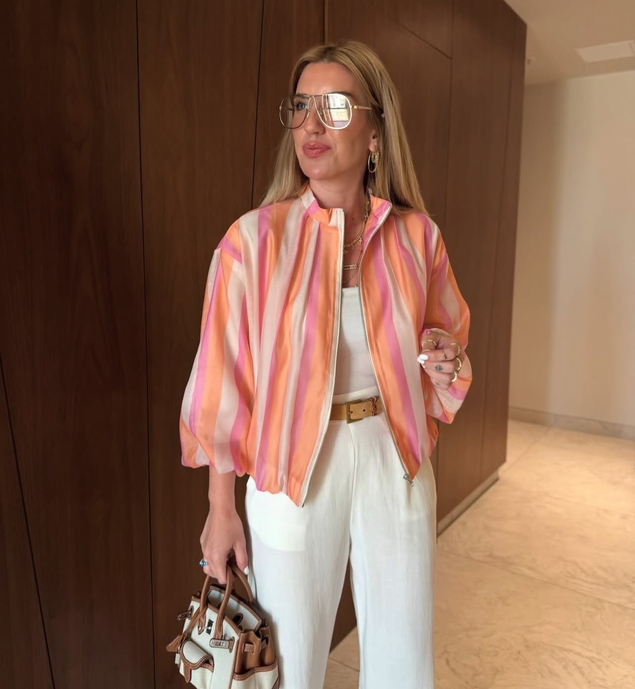 Caitlin Striped Bomber Jacket