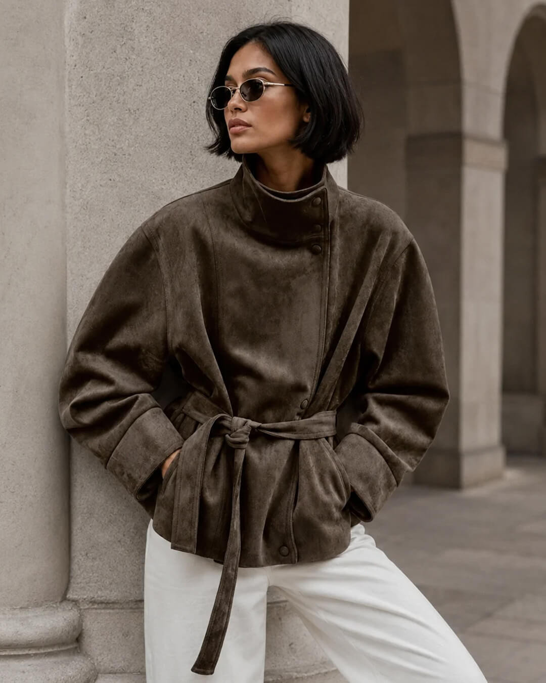Maria Lace-Up Suede Jacket