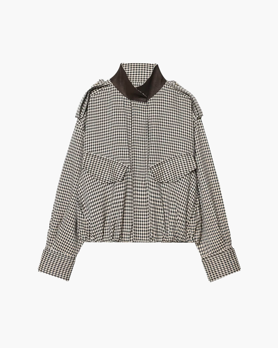 Emma High Neck Checked Bomber Jacket