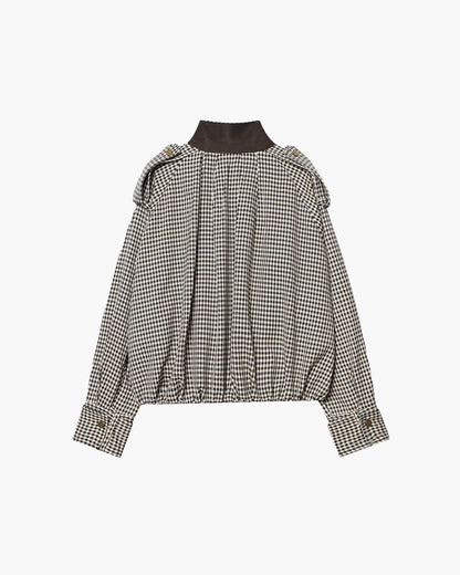 Emma High Neck Checked Bomber Jacket