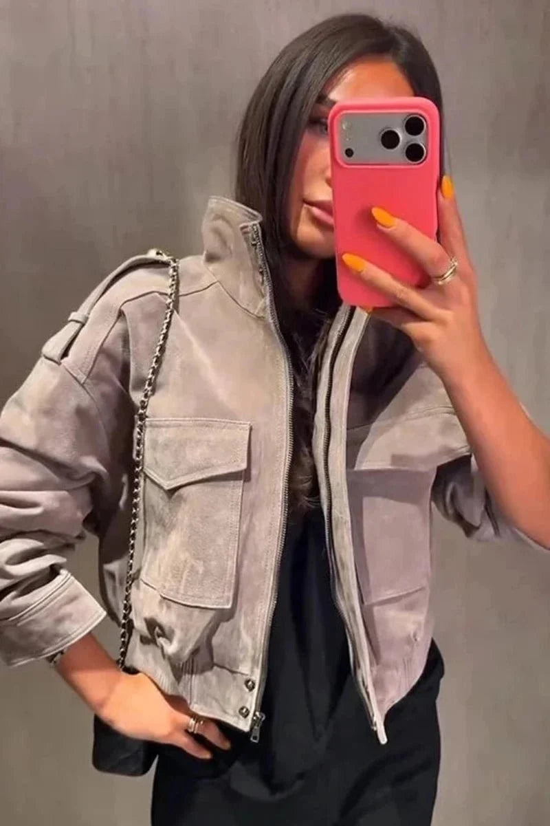 Nina Faux Suede Cropped Jacket