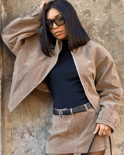 Nina Faux Suede Zip Jacket