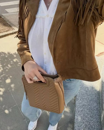 Lucy Faux Suede Fringe Western Jacket