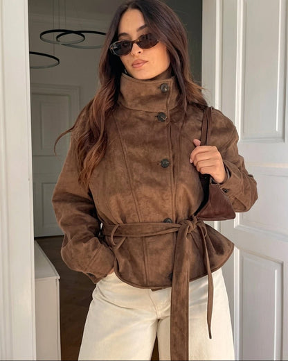 Sarah Faux Suede Lace Up Jacket