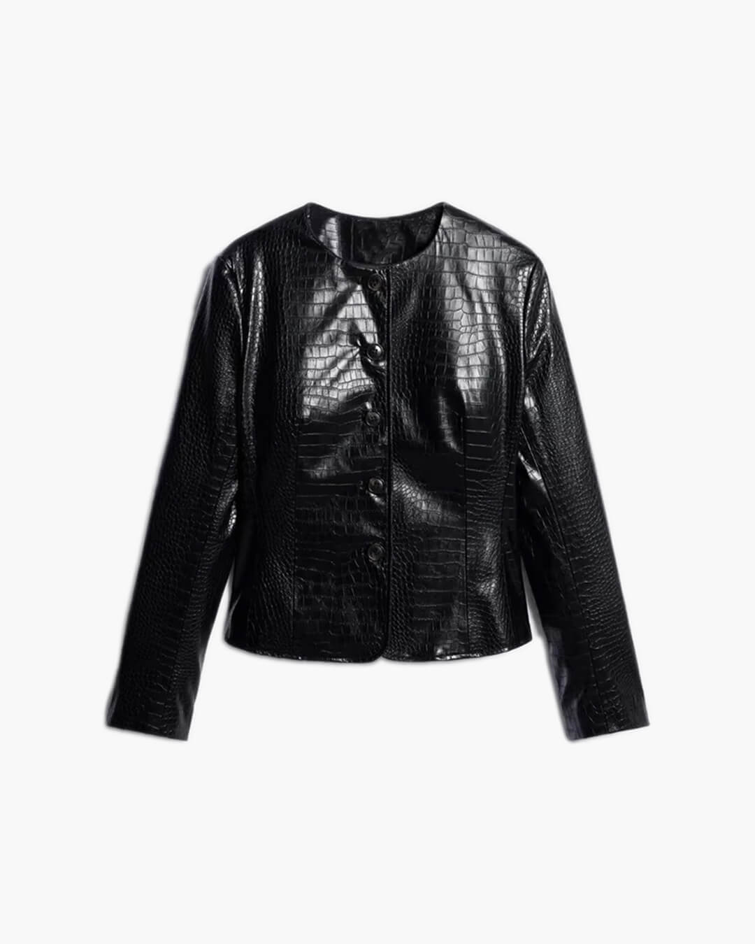 Lola Croc Embossed Faux Leather Jacket