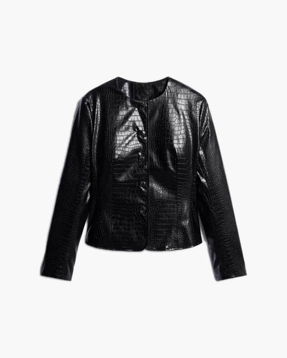 Lola Croc Embossed Faux Leather Jacket