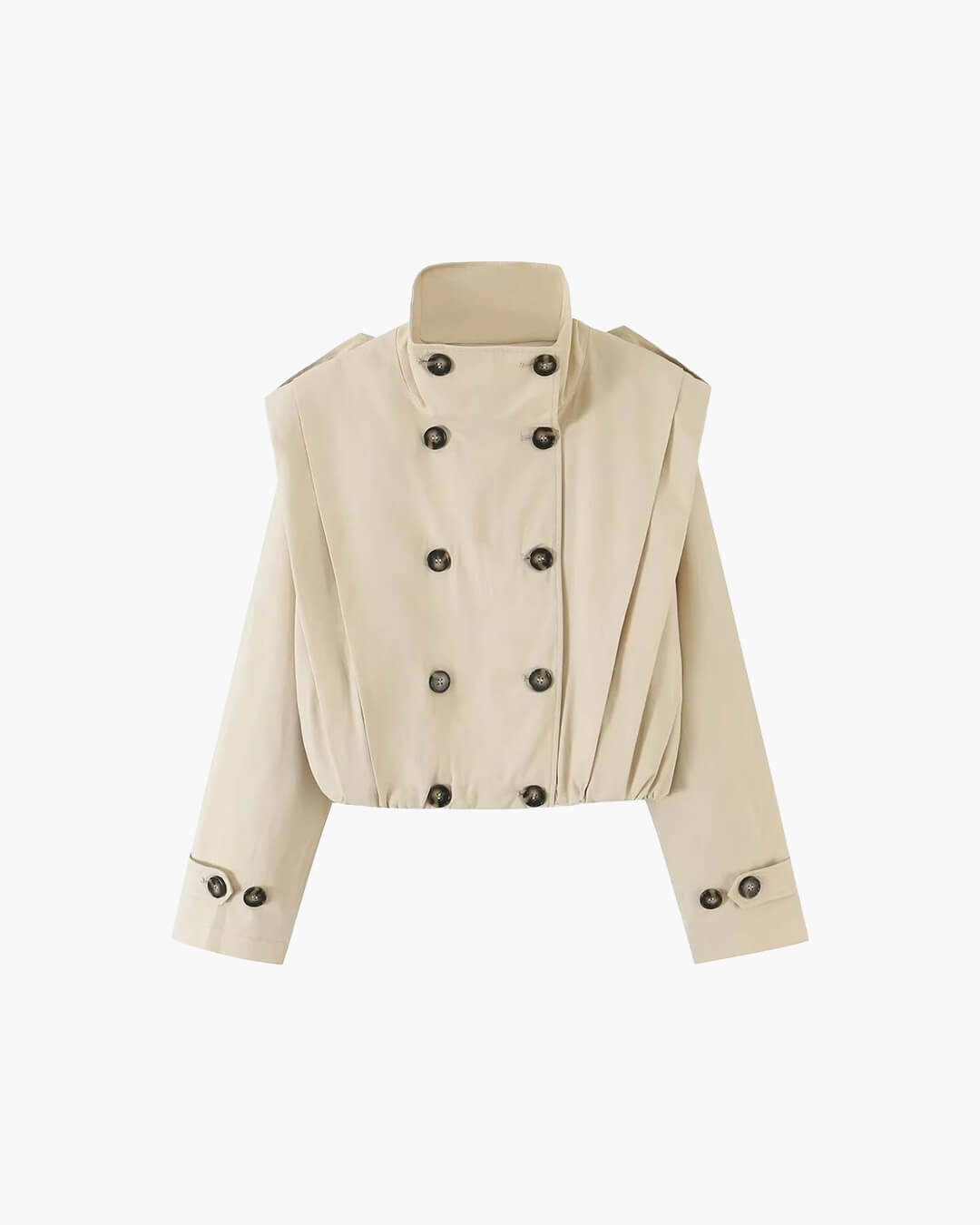 Isabel Pleated High Collar Trench Coat