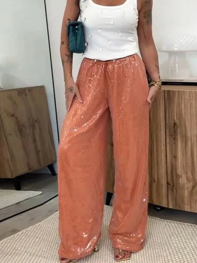 Maya Sequin Wide-Leg Trousers