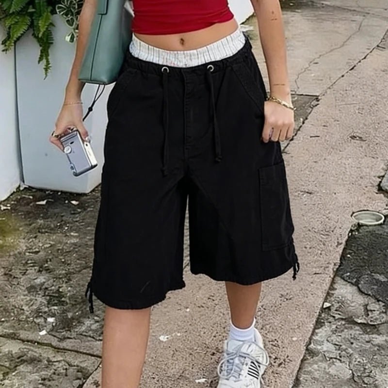 Hanna Baggy Cargo Denim Shorts