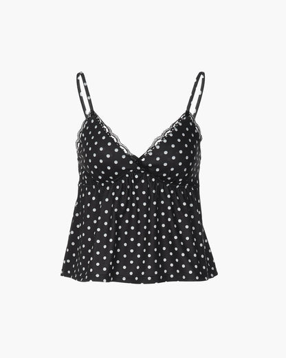 Maya Dot Print Lace Trim Camisole