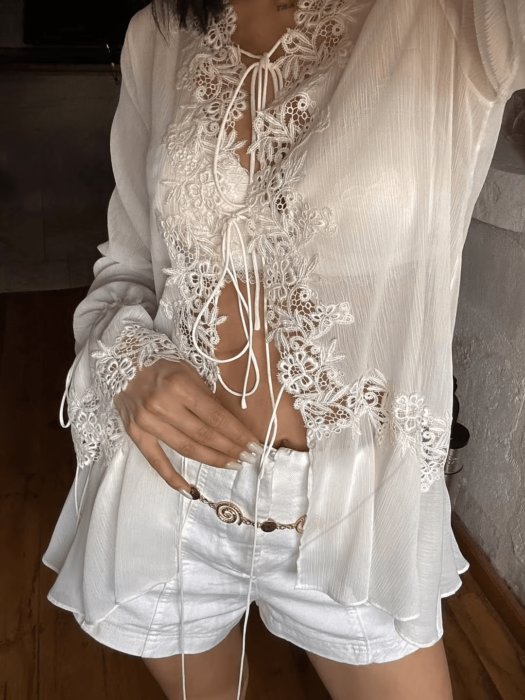 Noor Hollowed Out Cardigan