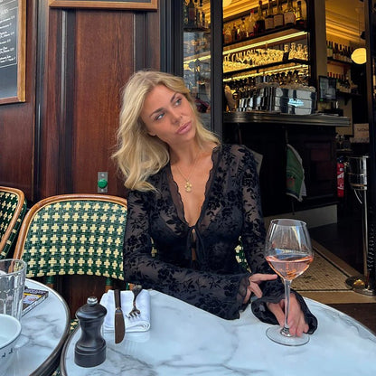 Sophia Tie Front Lace Blouse
