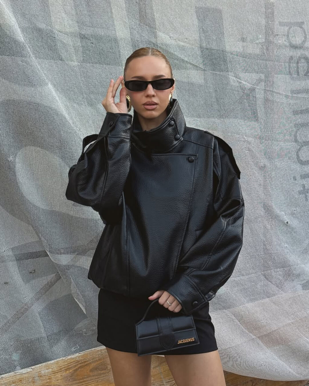 SOKYND Aleah Asymmetrical Leather Jacket Coats & JacketsLX1767356248732029067BlackS