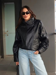 Aleah Asymmetrical Leather Jacket