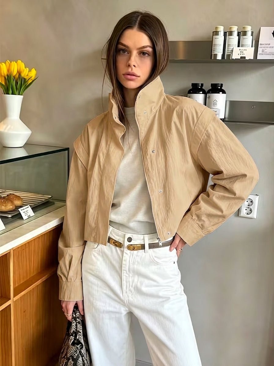 SOKYND Alice Cropped Windbreaker Jacket JacketSOKYND-101271-TAN-XS-21591TanXS