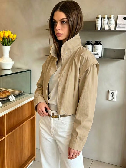 SOKYND Alice Cropped Windbreaker Jacket JacketSOKYND-101271-TAN-XS-21591TanXS