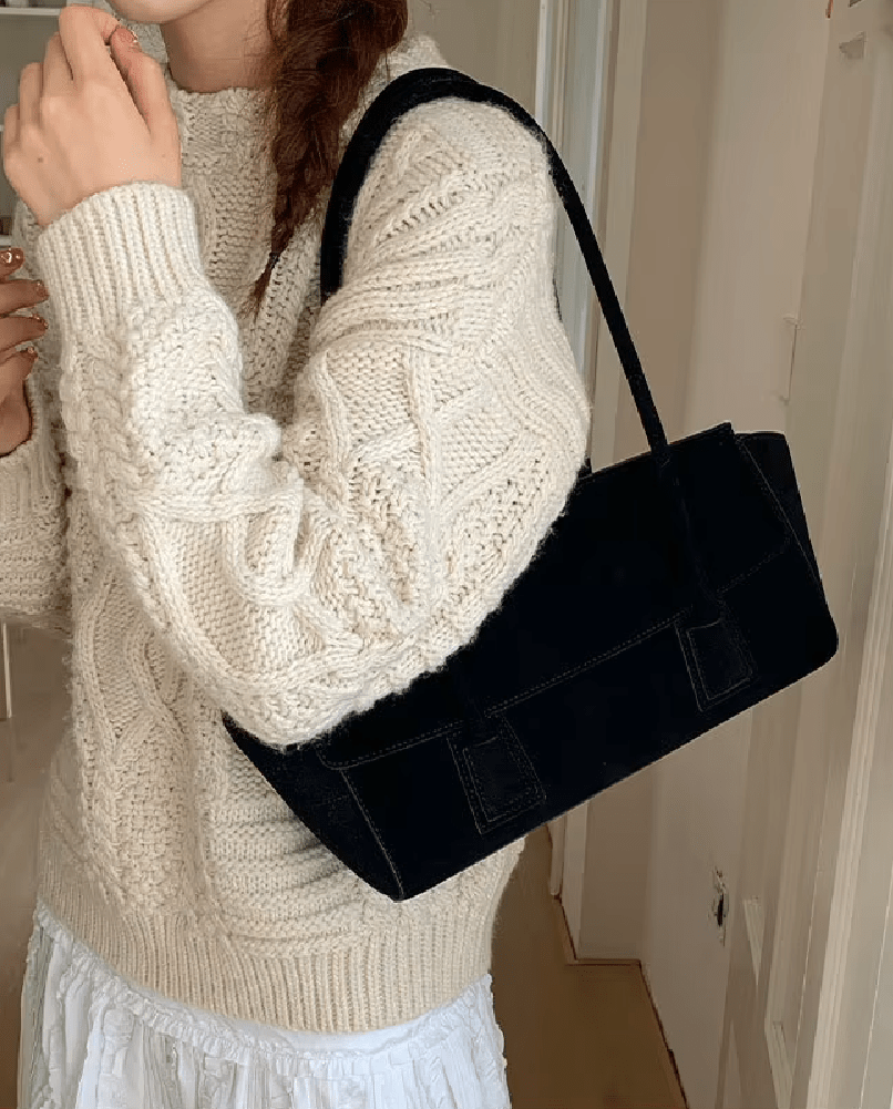 SOKYND Alicia Vintage Faux Suede Shoulder Bag BagSOKYND-129943-BLA-OS-72759Black