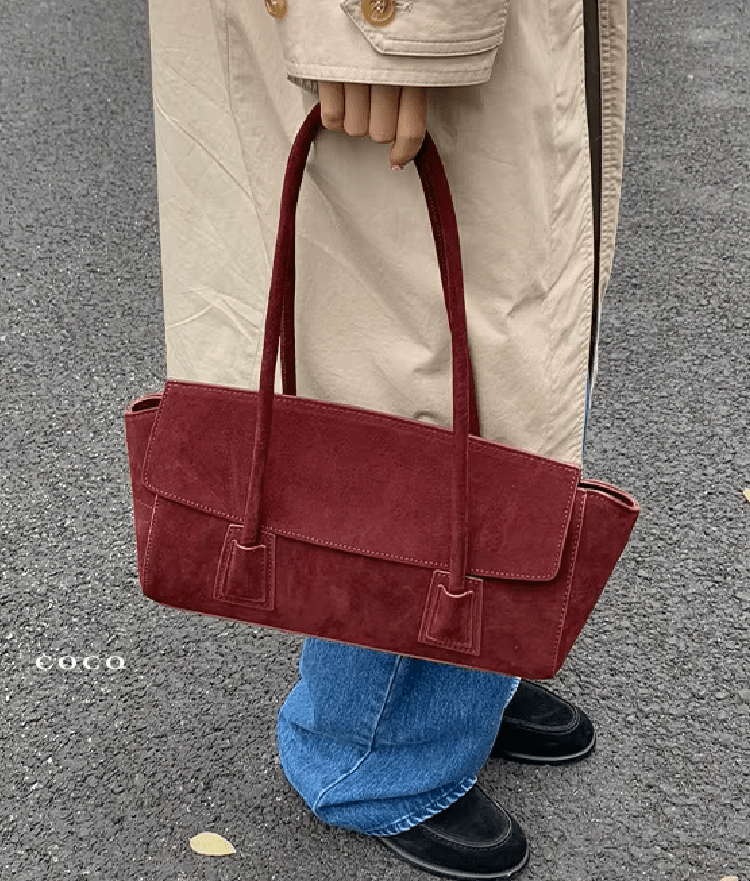 SOKYND Alicia Vintage Faux Suede Shoulder Bag BagSOKYND-129943-RED-OS-74455Red
