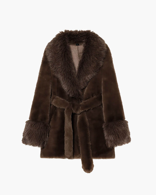 Amanda Belted Faux Fur Coat