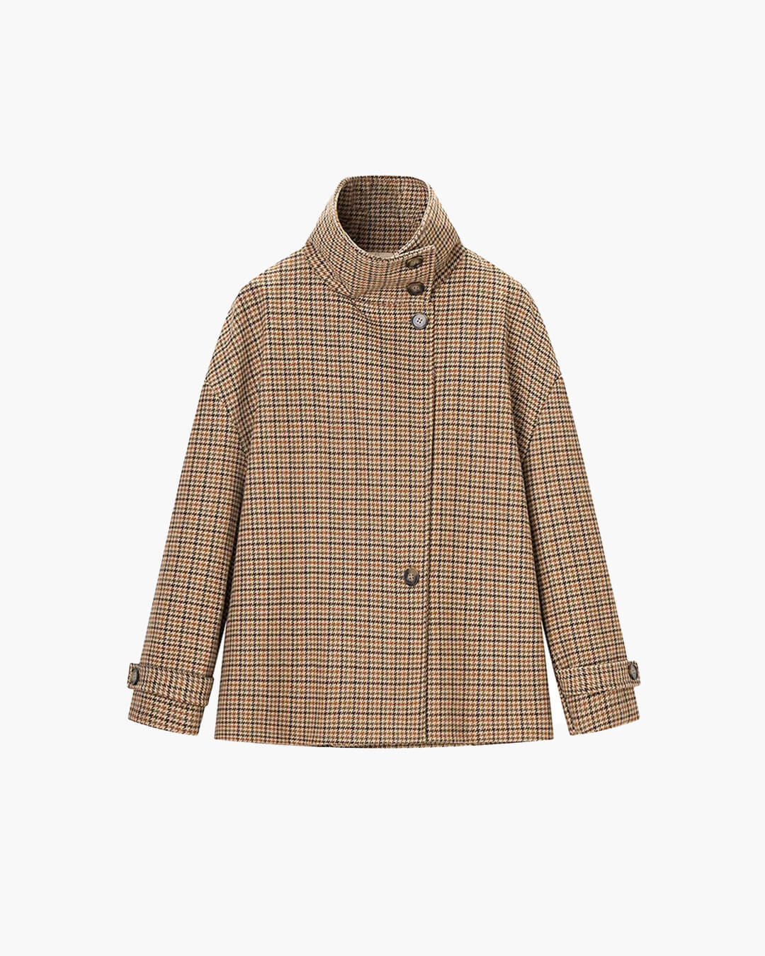SOKYND Amy Funnel Neck Houndstooth Short Jacket JacketSOKYND-863511-S-OS-49047S