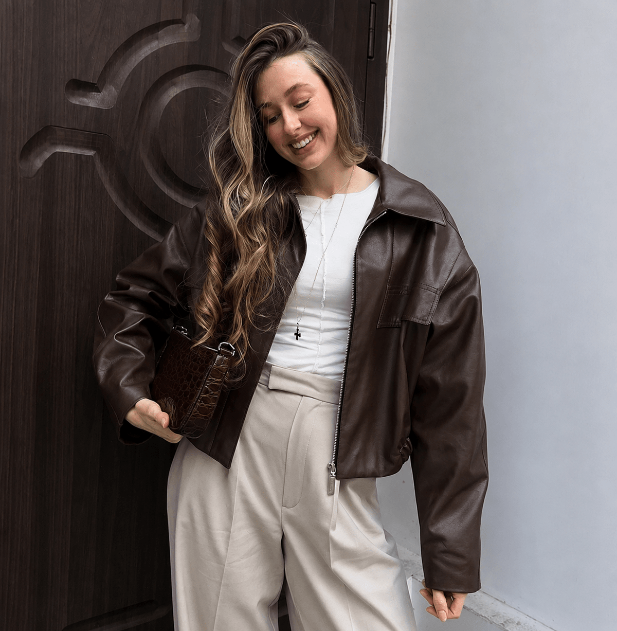 SOKYND Amy Vintage Faux Leather Jacket JacketSOKYND-699543-BRO-S-96919BrownS