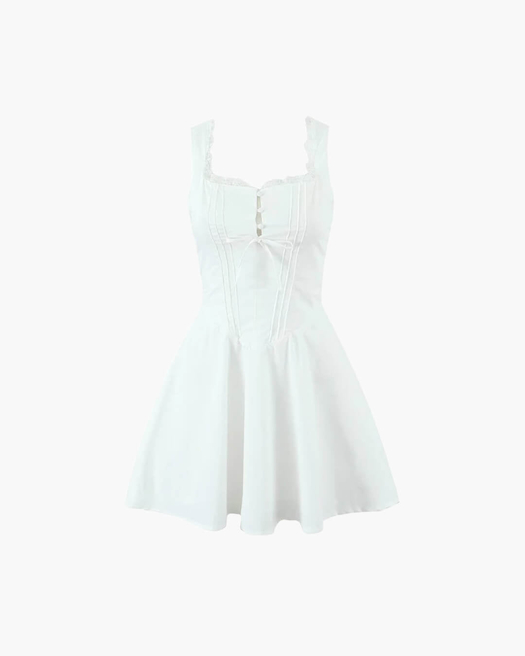 SOKYND Anikka Sleeveless Lace Up Back Dress in White