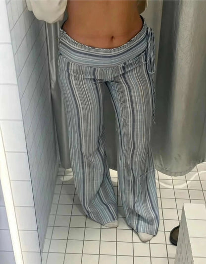 SOKYND Anna Striped Low-Rise Trousers PantsSOKYND-988375-BLU-S-71351Blue GrayS