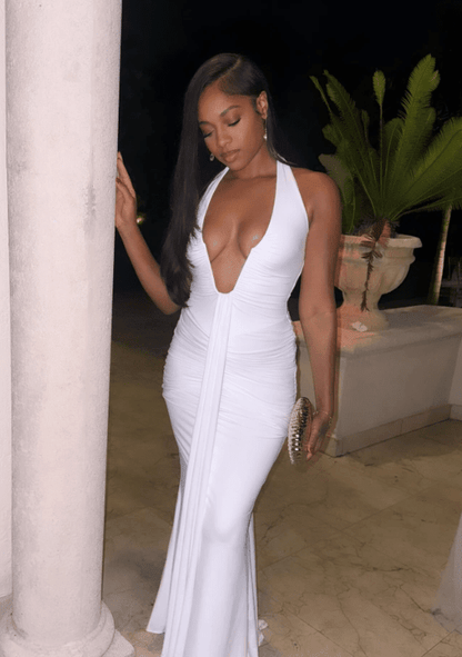 SOKYND Anne Halter Ruched Maxi Dress DressSOKYND-577623-WHI-M-70359WhiteM